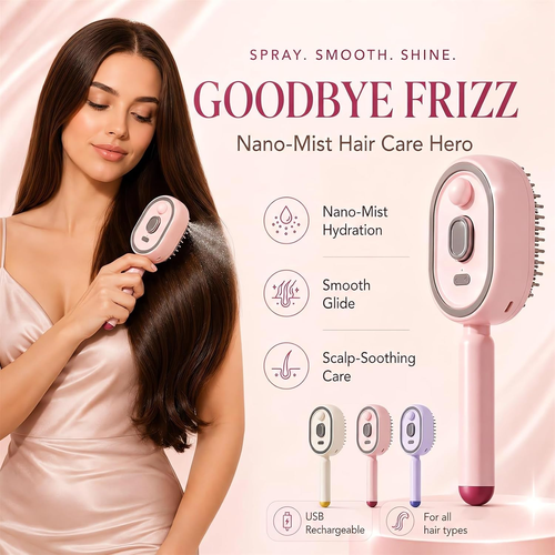 KLUDORA Nano-Mist Hair Brush — 4-in-1 Hydrating Scalp Care